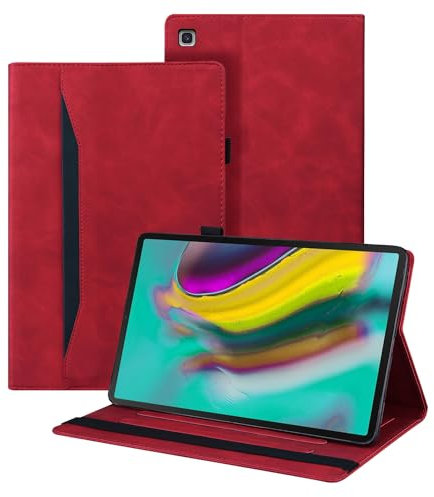 Auslbin Funda para Samsung Galaxy Tab S5e 10.5 Pulgadas 2019 (SM-T720/T725) Protección de Esquina Carcasa de Cuero Sintético con Función de Soporte (Rojo)