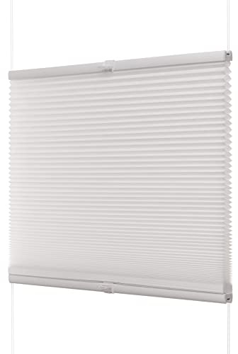 Ventanara® Fenster Plissee ohne Bohren zum Kleben Plisseerollo Wabenplissee Faltrollo verspannt inklusive Premium Klebeträgern (70 x 130 cm, weiß Wabe tageslicht)