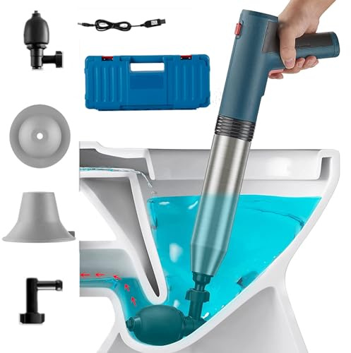 KOOYORK Pistone elettrico per WC, strumento per rimuovere gli intasamenti del WC, ottimo stantuffo per WC per bagno, pompa ad aria resistente, strumento per sbloccare lavello, scarico, fogna, vasca da