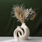 Weiße Keramikvase für Pampasgras, Unregelmäßige Donut-Vase für frische/trockene Blumen, Neutrale Boho Nordic Minimalismus Stil Blumenvasen für Esstisch, Wohnzimmer, Büro, Schlafzimmer (2er-Satz - B)