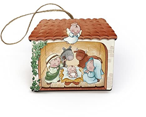 Mopec NW6400 Set mit 6 Magneten mit Anhänger Geburt aus Holz mit unseren Figuren Pit & Pita®, 8,5 x 7 cm.