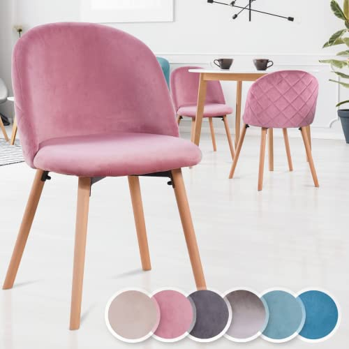 Esszimmerstühle, Küchenstühle, Polsterstühle aus Holz, moderne Wohnzimmerstühle aus Samt, gepolsterte holzbeine Schalenstühle im 2er 4er 6er 8er Set Farben: Beige, Rosa, Hellgrau, Dunkelgrau, Türkis