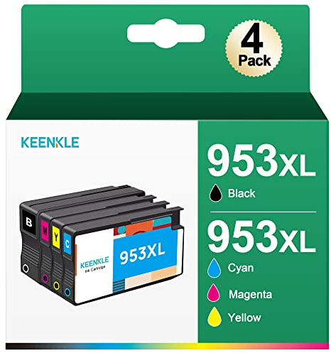 953XL Pack mit 4 Tintenpatronen, kompatibel mit HP 953 XL, für Officejet Pro 7740 8710 8715 8718 8719 8720 8725 8730 8740 8218 953 XL (Schwarz, Cyan, Magenta, Gelb)