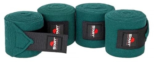 Start Fleecebandagen Pferd 4er Set – Elastische Bandagen mit Klettverschluss & Aufbewahrungstasche – Ideal für Training & Stall (300 cm, Grün)
