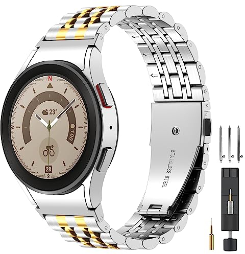 EZMVZKU Edelstahl Armband Kompatibel mit Samsung Galaxy Watch 7/6/5/4 40mm 44mm, 20mm keine Lücke Metall Uhrenarmbänder für Galaxy Watch 4/6 Classic 42mm 46mm 43mm 47mm/5 Pro 45mm