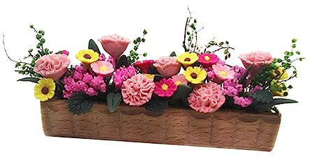 TOYANDONA Miniatur Blumentopf Aus Holz Für Puppenhaus Farbige Garten-Dekoration Für Feengärten Maßstab Für -projekte Und Kreative Bastelideen Robuste Und Langlebige Modellblumen Für