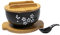 lachineuse - Grand Bol Asiatique en Porcelaine - Soupe & Nouilles - Teinte Noire ⌀ 16 cm - Style Japonais Sakura - Contenance 1000 ml - Cuillère, Baguettes & Support - Déco Cadeau Vaisselle Japonaise