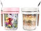 ALINK 2 Stück Hafergläser für Übernachtung, Haferbehälter mit Deckel und Löffel, 284 ml /10 oz Müsli, Milch, Gemüse und Obstsalat, Aufbewahrungsbehälter mit Messmarkierungen (Rosa/Weiß)