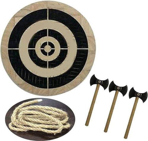 Dartboard Set, Wooden Target Board Set, Dart and Axe Game Target Darts Throwing Axe Paulownia Round Board, Can Also Be for Children and Adults
