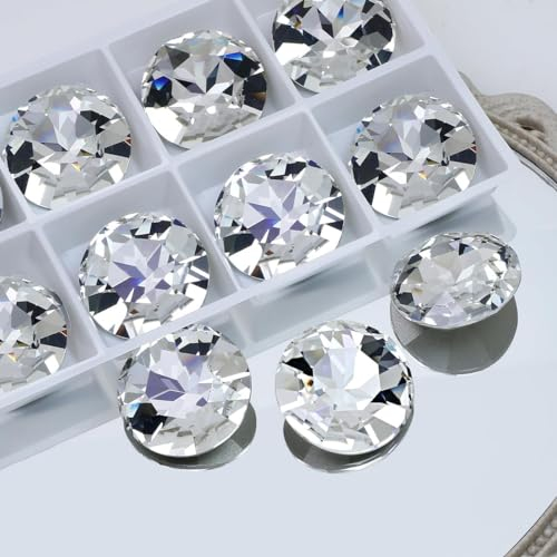 DONGZHOU Pointback große Strasssteine,8 Stück runde K9 Glas Strasssteine 27mm klar große Edelsteine facettiert Glasperlen für Handwerk Schmuck machen Schuhe Kleid