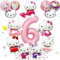 Geburtstag Luftballons Mädchen, 14 Stück Luftballon Geburtstag Kit, Folienballon Katze Weiß Rosa, Thema Party Ballon Dekoration, Folienballon Deko für Kinder, Kindergeburtstag Party Dekoration (6)