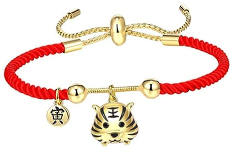 PACKOVE Bracelet Corde Rouge Avec Amulette Tigre Pour Année Du Tigre Accessoire De Pour Offrir Lors Des Fêtes Chinoises