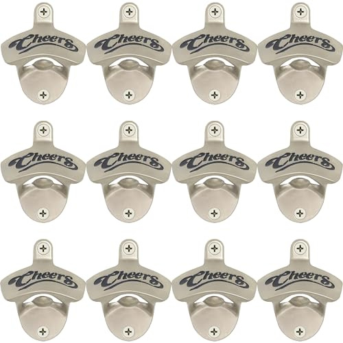 HAIICEN Bulk Bottle Opener Wall Mounted, Stainless Wall Mount Beer Bottle Opener for Bar Home Man Cave (Pack of 12)