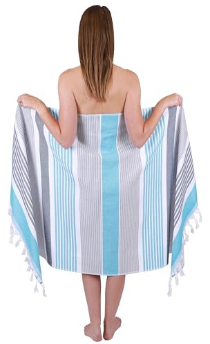 Betz Saunatuch Hamamtuch Saunahandtuch Strandtuch Badetuch Duschtuch Strandhandtuch Picknickdecke 100% Baumwolle Extra Leicht Damen&Herren 90x170 cm Farbe blau