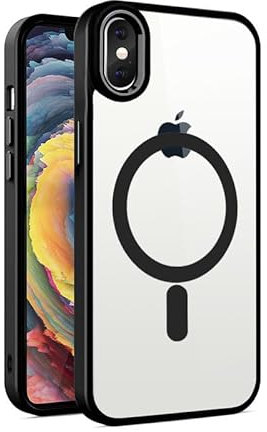 ZCSK Magnetic Mag-Safe iPhone XS Max Case 6.5-Inch Clear Black Transparent with Shock Absorption Anti Scratch Bumper Protective Slim Thin Cover Compatible for Charging iPhone XS Max