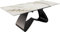 DELIFE Esszimmertisch Edge Keramik Calacatta Luxe Weiß-Gold-Grau 180-220x100 W-Gestell Schwarz ausziehbar