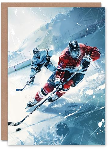 Artery8 Eishockey Spieler Spiel Ölgemälde Winter Karte zum Hochzeitstag