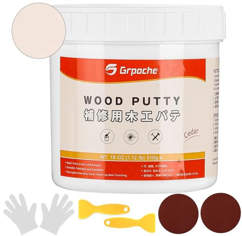 Mastic à Bois 500g, Mastic À Bois Décoratif Rebouche Bois pour Gros Trous et Fissures Bois Clair, Séchage Rapide (Cèdre)
