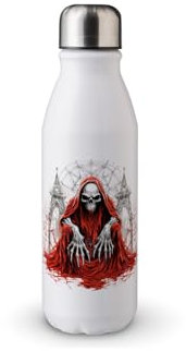 MAXIKIWI Borraccia a parete singola con tappo a vite, in alluminio leggero non isolato, senza BPA, a prova di perdite, stile gotico raccapricciante per Halloween, 500 ml