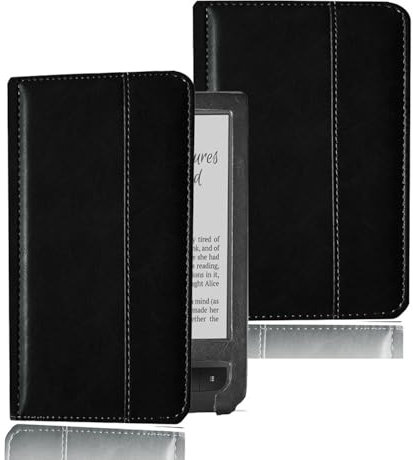 Étui pour liseuse Pocketbook Touch Lux 3 614 615 624 625 626 en cuir PU avec fonction veille/réveil automatique (Noir)