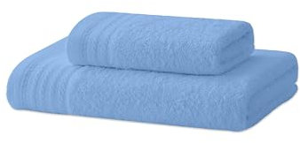 Degrees home - Asciugamani bagno - Set asciugamani - 2 asciugamani e 2 asciugamani bidet - 100% cotone - 480 g/m2-1- 30X50 / 1-50X100 - Celeste