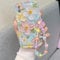 for iPhone X iPhone Xs Curly Wavy Case, Cute Colorful Retro Oil Painting Flower Glossy Pattern [with Bead Chain], Slim Fit Shockproof Protective Cover for Girls Women (Green)