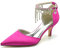 HFWXYSA Scarpe da donna con tacco a gattino e strass, scarpe da sposa con cinturino alla caviglia, per ballo di fine anno, abito da sera e matrimonio, Fucsia, 38 EU