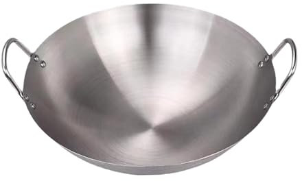 FLCPJGV Sartén salteada Wok de Acero Inoxidable Sartén Profunda para freír y guisar Verduras, 38CM