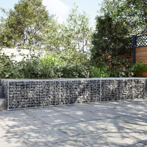 Tidyard Panier Gabion avec Couvercle 300x100x50 cm Fer galvanisé, Mur à Gabion Clôture en Maille, Panier de Gabion pour Jardin, Terrasse, Arrière-Cour, Extérieur
