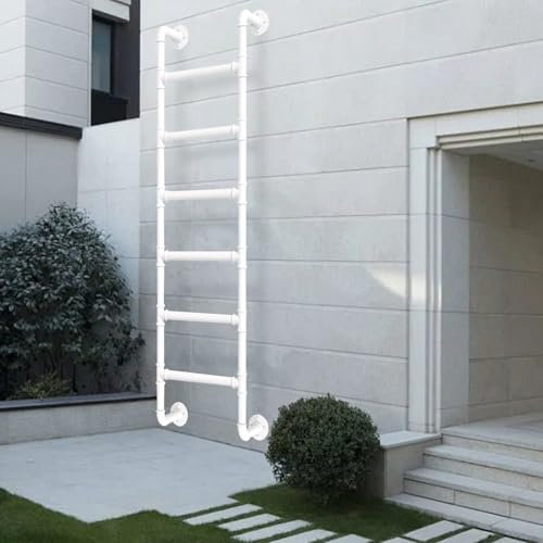 Scala d'ingresso e uscita di altezza 4ft 5ft 6ft 7ft 8ft, scala in metallo montata a parete per soppalco domestico, scala per letto a castello in ferro battuto resistente per tetto esterno/garage(270c