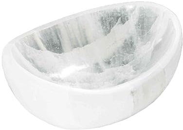 NKlaus Selenit Schale Oval 12x9x4 cm – Polierte Energieschale zur Reinigung & Aufladung von Schmuck & Edelsteinen, ideal für Dekoration & spirituelle Rituale