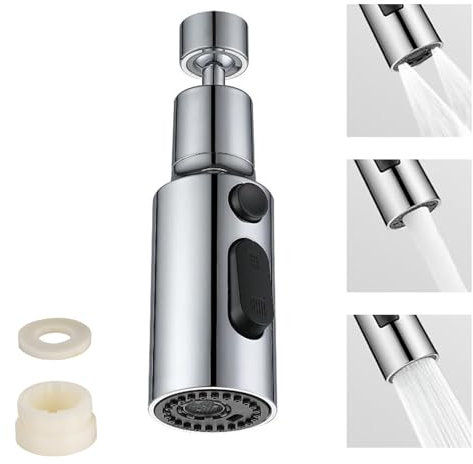 3 Function Spray Head Kitchen Tap Adapter - 360° Swivel Spout Aerator Accessories for Sink & Bathroom