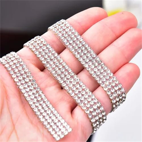 4,6 m di nastro adesivo con strass da applicare con ferro da stiro, nastro in vetro, per decorazione, 4 file, larghezza 10 mm