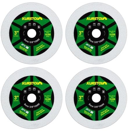 KURSTOL Disco Diamante para Vidrio - 4 piezas 75mm x 10mm Disco Corte Diamante para Vidrio, Jade, Cristal, Botella de Vino, Baldosa de Cerámica