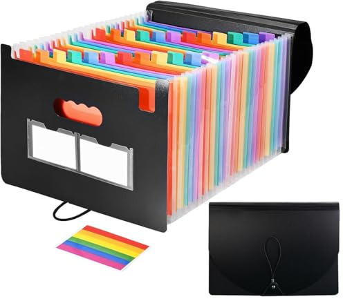 CUEMOON 25 Pockets Rainbow Expanding Folder: Unsere A4 Aktenmappe misst, Unsere farbigen Ordner sind höher und eignen sich für alle A4- und Letter-Dateien. 25 Fächer, die sich perfekt zur Aufbewahru