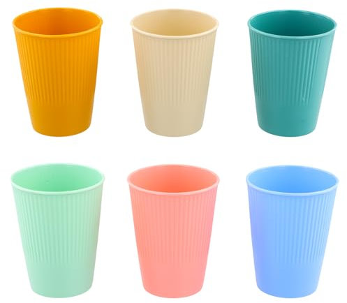 Duronge 6 PCS Drinking Cup, 400 ml Coffee Cups, Reusable Plastic Cups, Unbreakable Colourful Cup, for Coffee, Water, Tea, Beer, Milk, Juice
