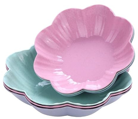 Bafnsiji 6 Pezzi Snack Vassoio di Servizio, Forma del Fiore Piastre in plastica, Fiore a Forma di Piatti di Frutta Snack, Cucina Ristorante contatore Home Decor