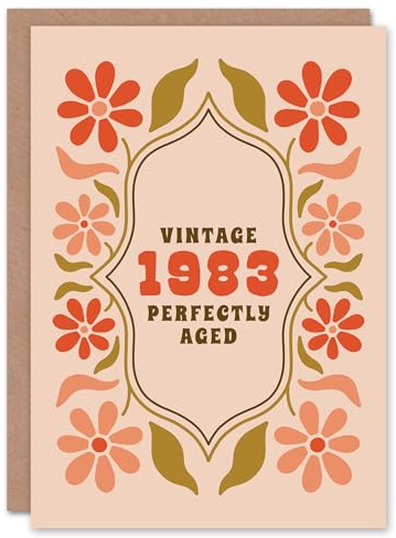Artery8 Vintage Year Floral Flowers Her Born 1983 Aged 42 Years Old 42nd Birthday Card Mum Gran Wife