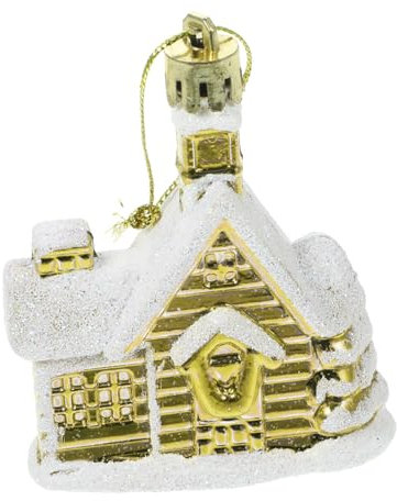 Cabilock 4 Piezas Colgante casa de Navidad árbol de Navidad Adornos Colgantes de Navidad Colgantes navideños Casitas navideñas Decoraciones Colgantes Accesorios de Fiesta el plastico Golden