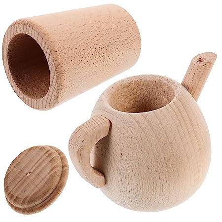 Cabilock 1 Satz Hölzerne Teetasse Teetasse Simuliertes Teekannenspielzeug Geschirrspielzeug Simulationsgeschirr Teekessel Holz