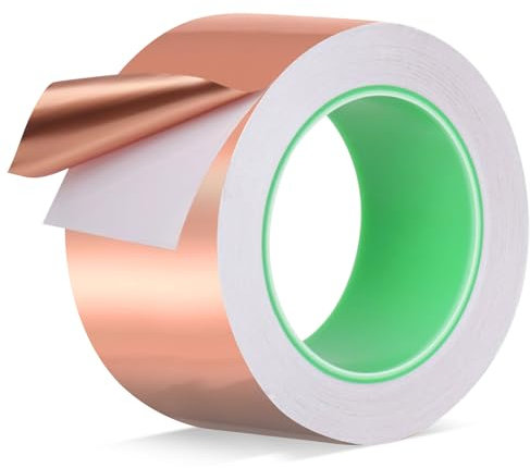 YADOBIG Kupferband Gegen Schnecken 50mm x 20m, Schneckenband für Hochbeet Pflanzen, Beidseitig Leitende EMI Kupferfolienband, Kupferband Selbstklebend Schneckenabwehr, Schneckenband Kupfer