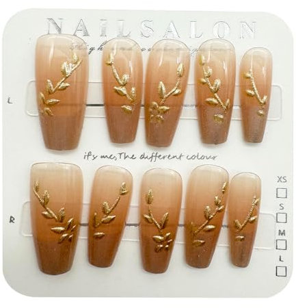Angeer Gold Wheat Cat-Eye Pink Press On Nails Long Almond 10PCS – Reusable Handmade Fake Nails with 5pc Manicure Kit, Salon Gel Effect & Whitening Nude Shades (Pink, M)