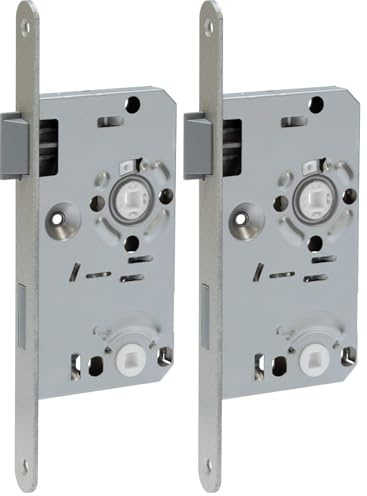 ABUS - Einsteckschloss für WC Türen ES WC L S 55 78 20-61770, Silber (Packung mit 2)