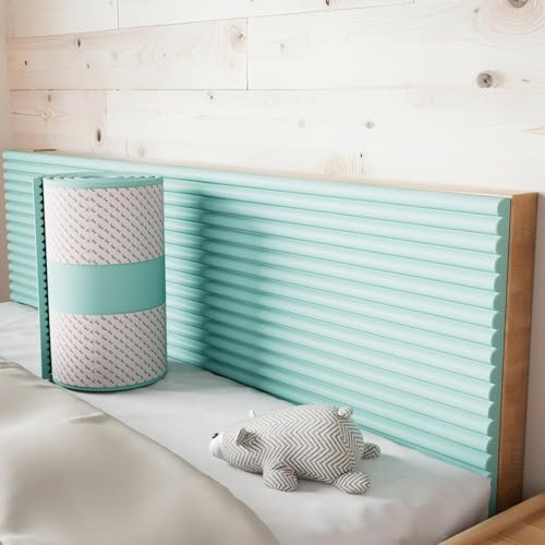 HACSYP Slat Wall Paneling, Acoustic Wall Panels, 1.2 CM Thick Wall Cushion Padded for Bedroom, Living Room(Green,15X200 CM)