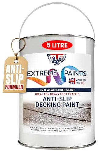 TRADE SUPPLIES UK - Extreme Anti-Slip Decking Paint – Long-Lasting Outdoor Wood Coating for Safety & Grip. Weather-Resistant, Non-Slip Protection for Decks, Patios & Walkways - 5L, Black