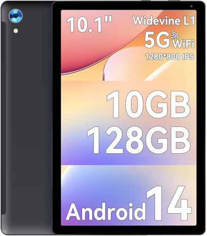 ryesug Tablet,10.1 Inch Android Tablet with Octa-core Processor 10GB RAM 128GB ROM, 1280 * 800 HD IPS Touchscreen, 5000 mAh, Wi-Fi 6, BT 5.0, Dual Camera, Tablets 2025(Black)