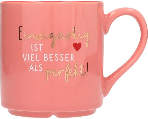 Depesche 0013594-045 Lieblingsbecher Motiv Nr. 45, Henkeltasse mit Spruch, 300 ml, aus Porzellan, teilweise mit Goldfolie und Innendruck, Rosa