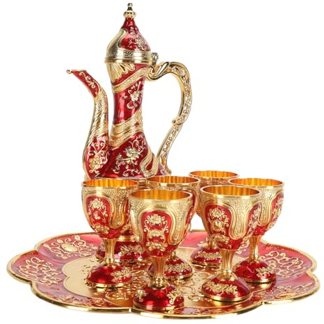 Set Da Tè Turco Vintage In Lega Di Zinco Con Tazze E Vassoio Oro Bianco Per Matrimoni Feste E Occasioni Speciali Elegante Accessorio Da Tavola Per Casa Ufficio Celebrazioni