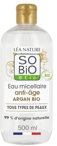 SO'BIO ETIC – Eau micellaire anti-âge hydratante à l’argan bio et acide hyaluronique (500 mL) - Lot de 3 - vendu par Lot