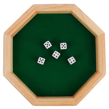 Würfel Tray - Achteckige Holz Würfel Matte, Rollbrett Box, Tragbares Filz Brett für Würfelspiele, Tischspiele, Kartenspiele, Trays Spaß | Für Familienfeiern, Reisen, Erntedank, Weihnachten